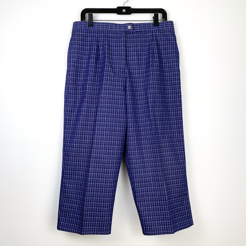 Vintage capri trousers blue plaid cropped pants by Company Collection size 14